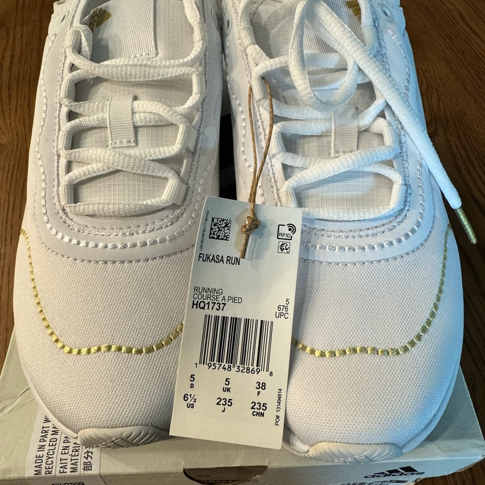 NIB Adidas Fukasa Run Shoes | Women's Size 6.5 | White | Running/Athletic - Picture 4 of 4